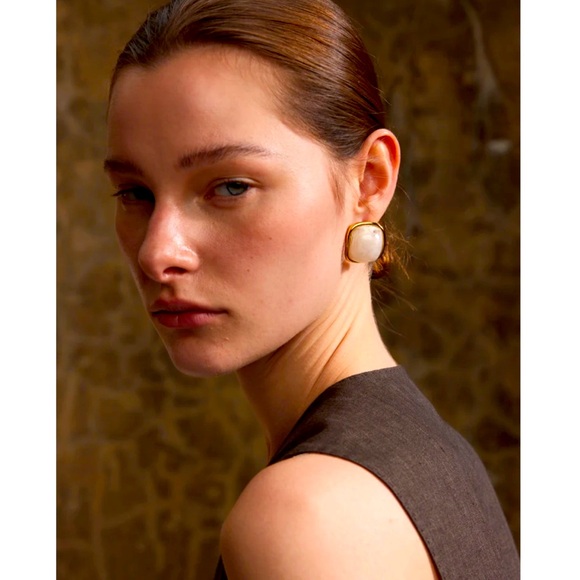 Macaron Color Resin 18k Gold Plated Large Fashion Stud Earrings - Picture 1 of 7